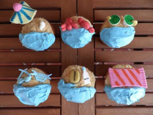 Receta Cupcakes playeros (cupcakes de vainilla con frosting de mango y albaricoque)