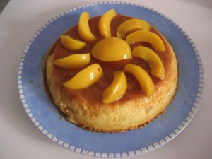 Receta Pastel de flan y melocotón