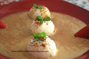 Receta BOMBONES DE ARROZ CON LECHE EN SOPA DE NATILLAS AL CARAMELO