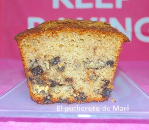 Receta CAKE DE PLATANO, NUECES Y GOTAS DE CHOCOLATE