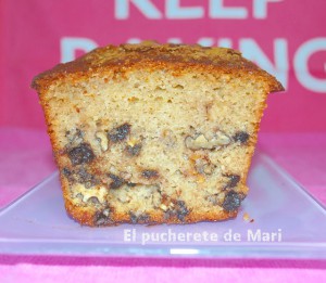 Receta CAKE DE PLATANO, NUECES Y GOTAS DE CHOCOLATE