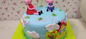 Receta Tarta Fondant Peppa y George Pig