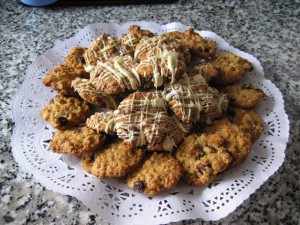 Receta Pastas de avena, nueces y arándanos.